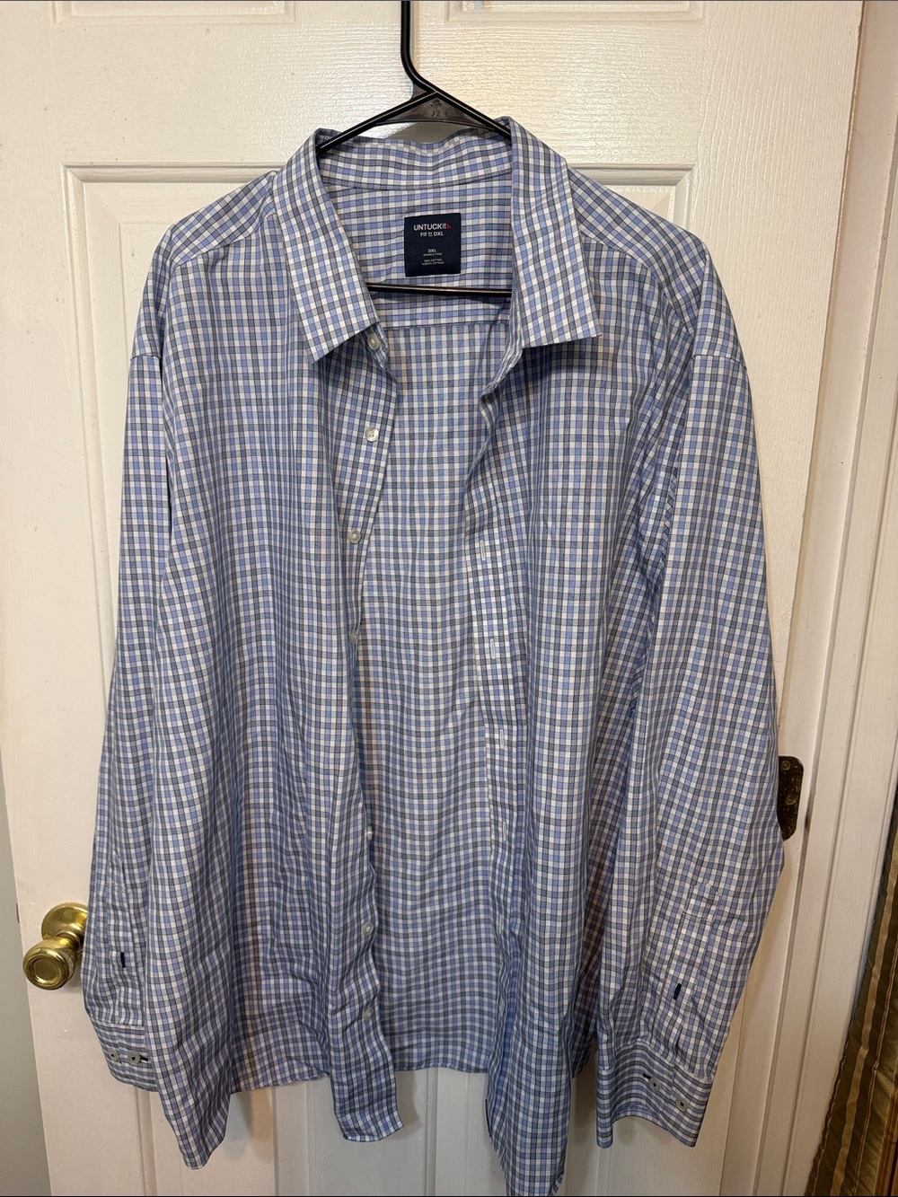 UNTUCKit Light Blue and White Checked Button-Down Shirt